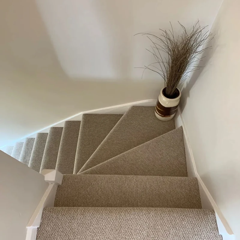 Beige Loop-Pile Stair Carpet