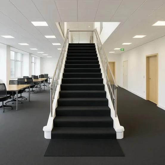 Black commercial stair carpet